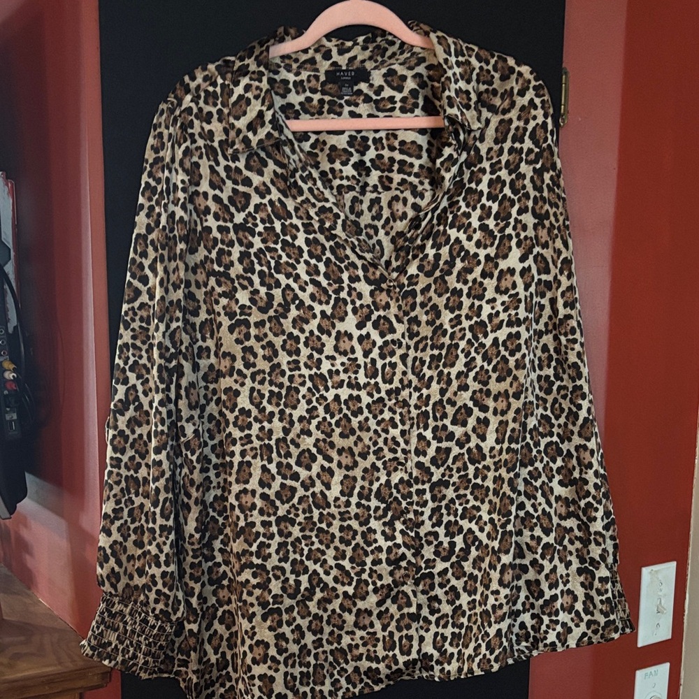 Animal Print Long Sleeve Blouse